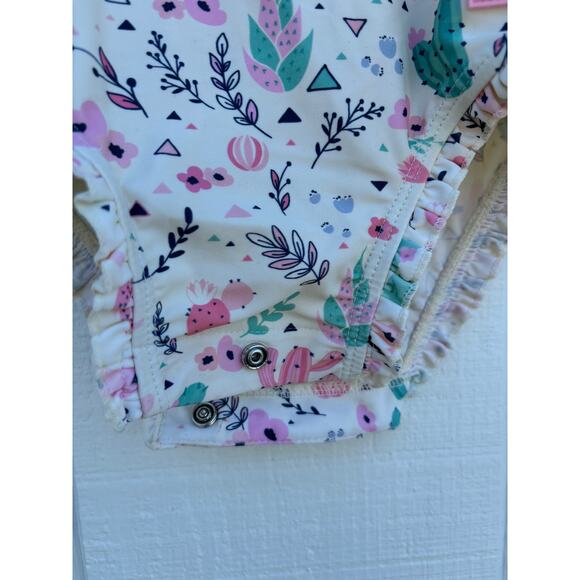 Ruffle Butts Long Sleeve Swimsuit, Cactus Floral Pattern, Snap Close, Sz 2T - Picture 4 of 4